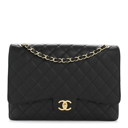 Caviar Quilted Maxi Double Flap Black