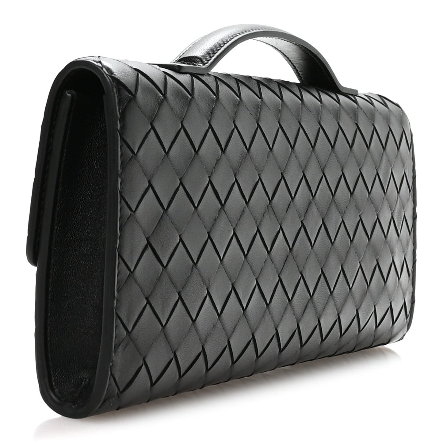 Nappa Intrecciato Long Andiamo Top Handle Clutch Black