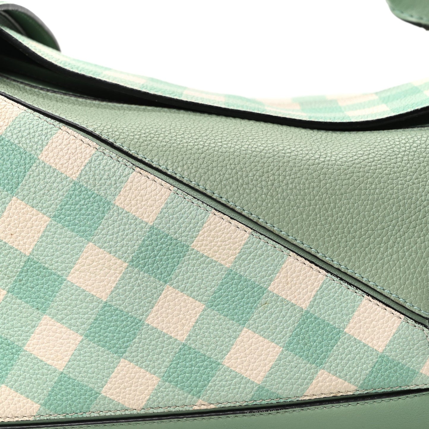 Calfskin Medium Gingham Puzzle Bag Lime
