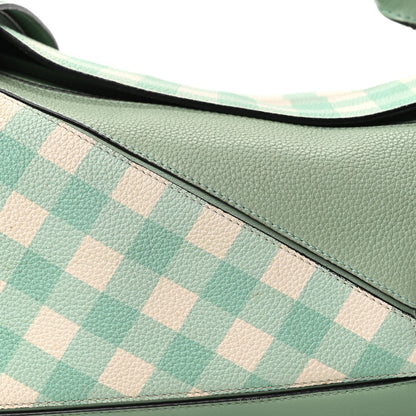 Calfskin Medium Gingham Puzzle Bag Lime