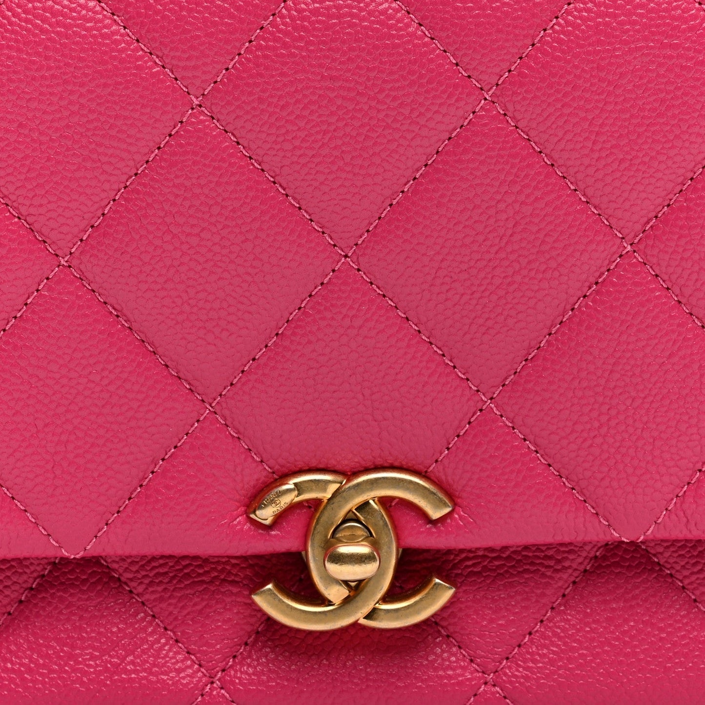 Shiny Caviar Quilted Small Chain Melody Flap Dark Pink