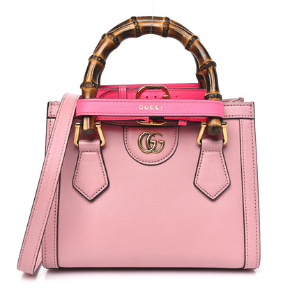 Wonka Grain Calfskin Mini Diana Tote Bag Wild Rose Fuxia Fluo
