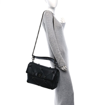 Nappa Monochrome Large Roman Stud Shoulder Bag Black