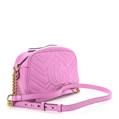 Calfskin Matelasse Small GG Marmont Chain Shoulder Bag Candy Mousse
