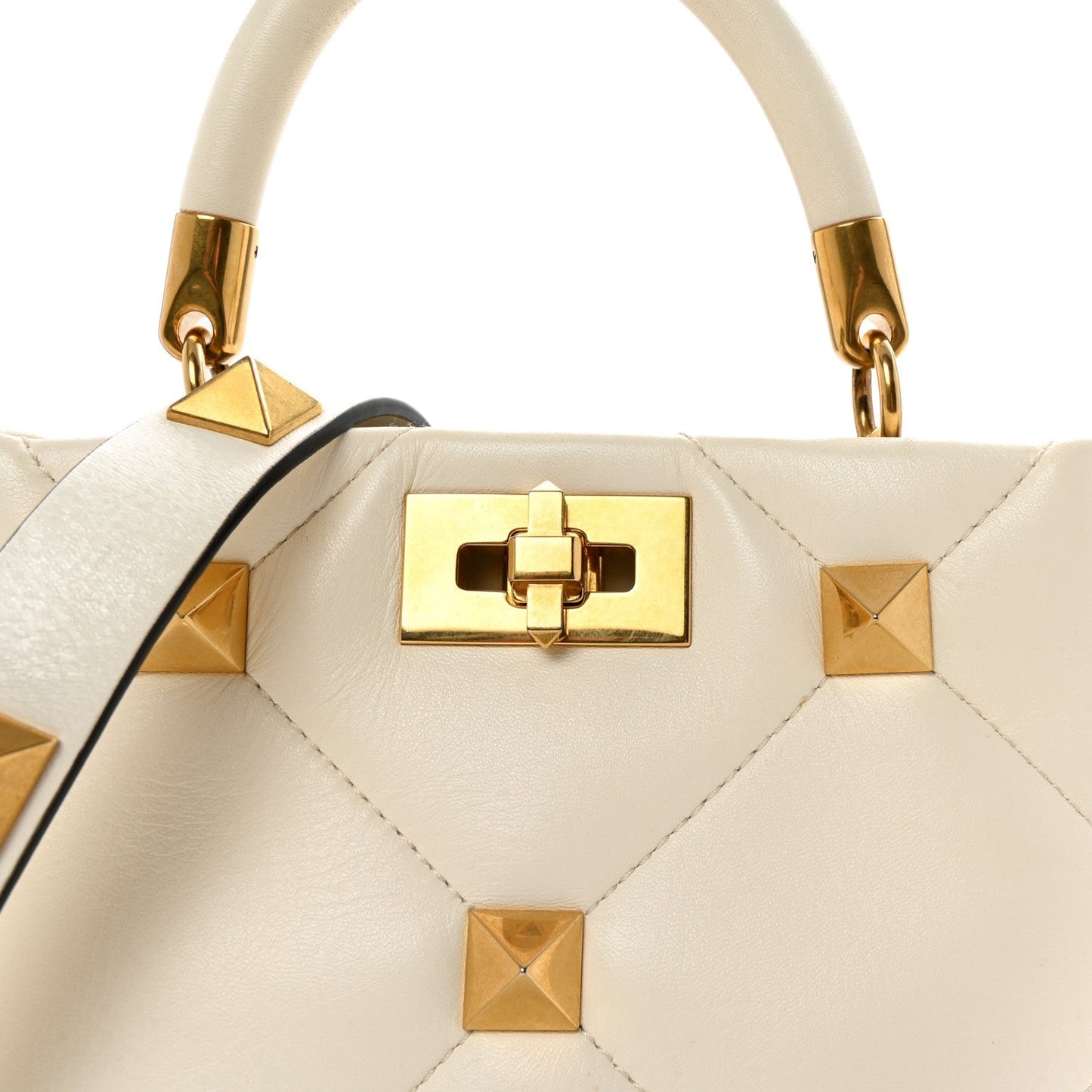 Nappa Small Roman Stud The Handle Bag Ivory