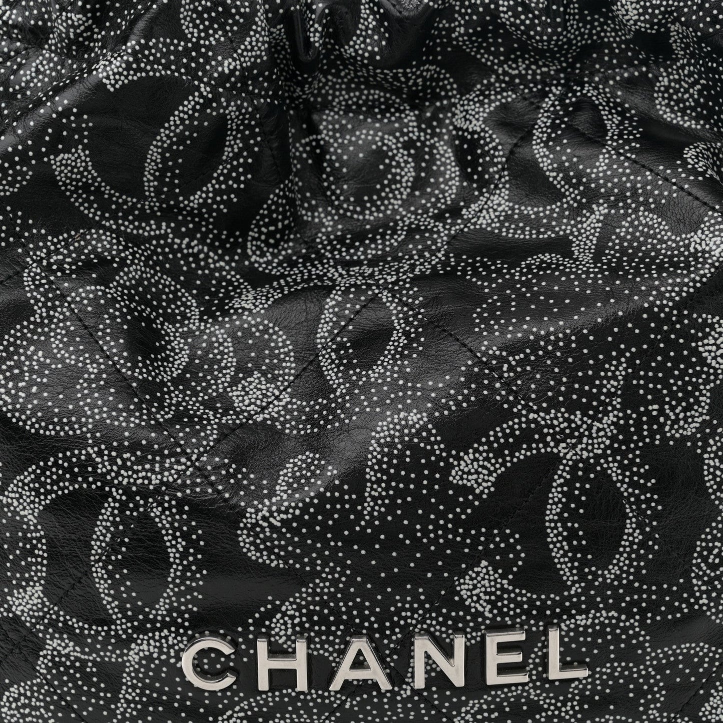 Printed Calfskin Quilted Chanel 22 Black