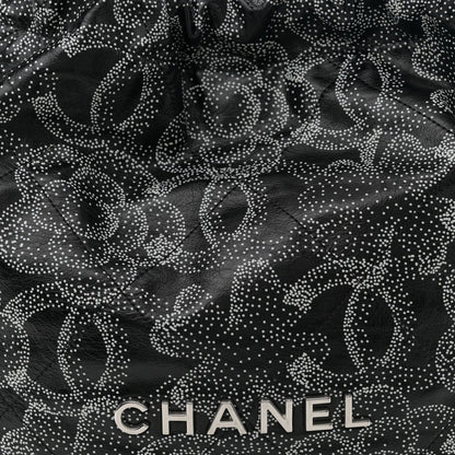 Printed Calfskin Quilted Chanel 22 Black