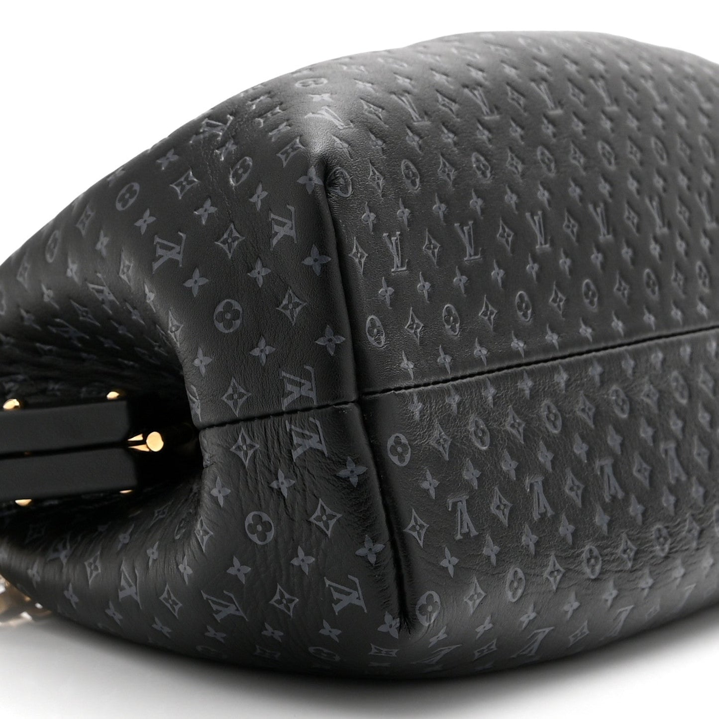 Calfskin Nanogram Embossed Clutch Black