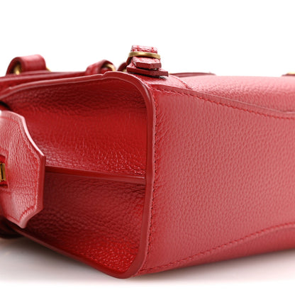 Grained Calfskin Neo Classic Gold Hardware Nano City Crossbody Medium Red