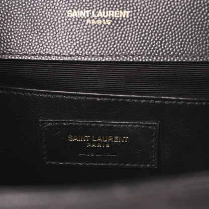 Grain De Poudre Textured Mixed Matelasse Triquilt Medium Monogram Satchel Dark Smog