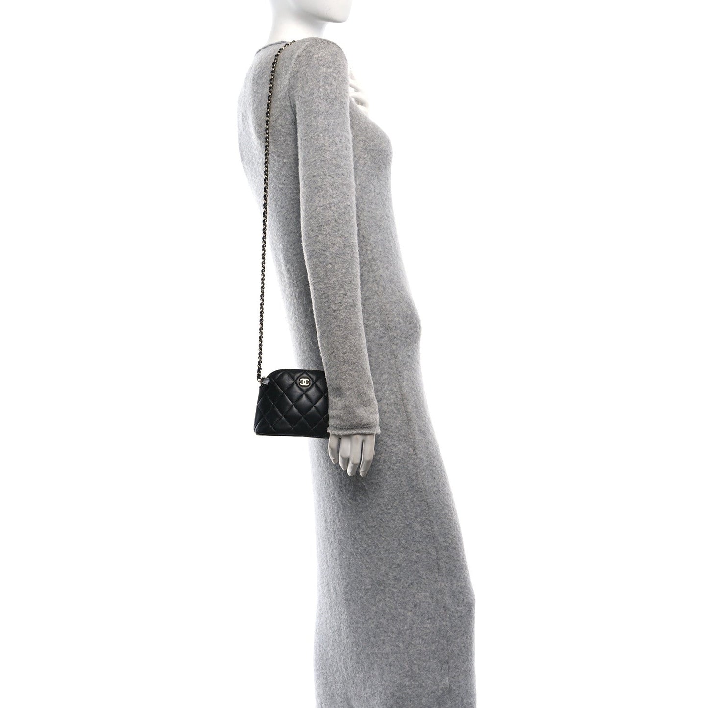 Lambskin Quilted Classic Clutch With Chain Black