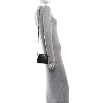 Lambskin Quilted Classic Clutch With Chain Black