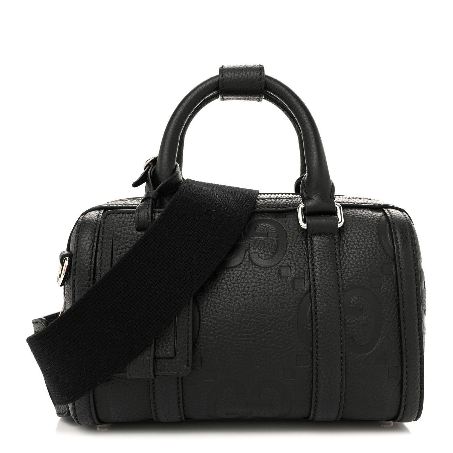 Piuma Calfskin Jumbo GG Embossed Mini Duffle Bag Black