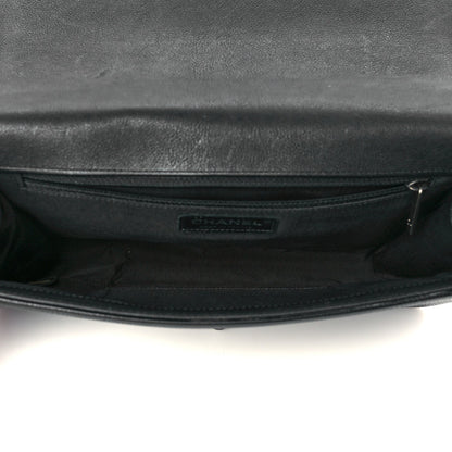 Grained Calfskin Quilted New Medium Boy Flap Black