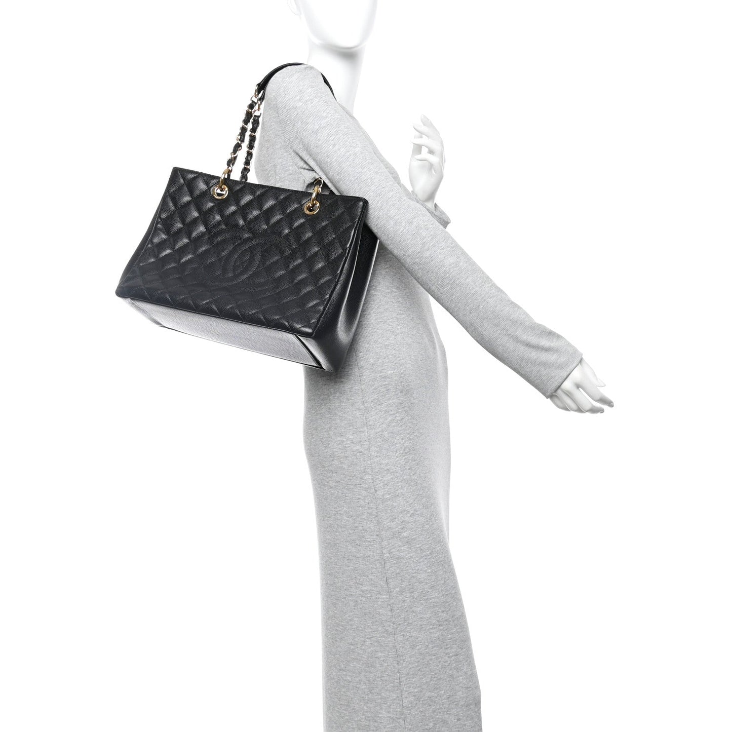 Caviar Quilted Grand Shopping Tote GST Black
