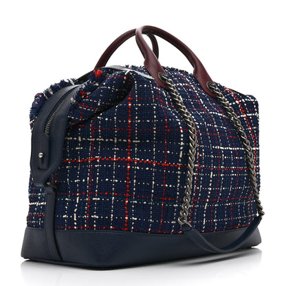 Tweed Large Trip Bowling Bag  Navy Burgundy