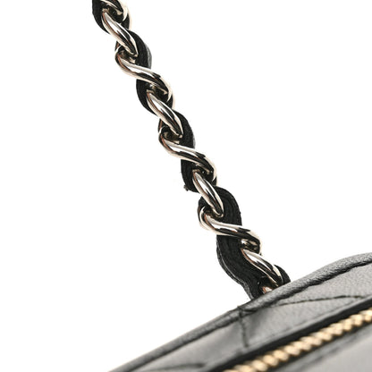 Lambskin Quilted Square Front Pocket Clutch With Chain Black