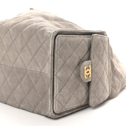 Suede Quilted Medium Chanel 25 Handbag Dark Grey