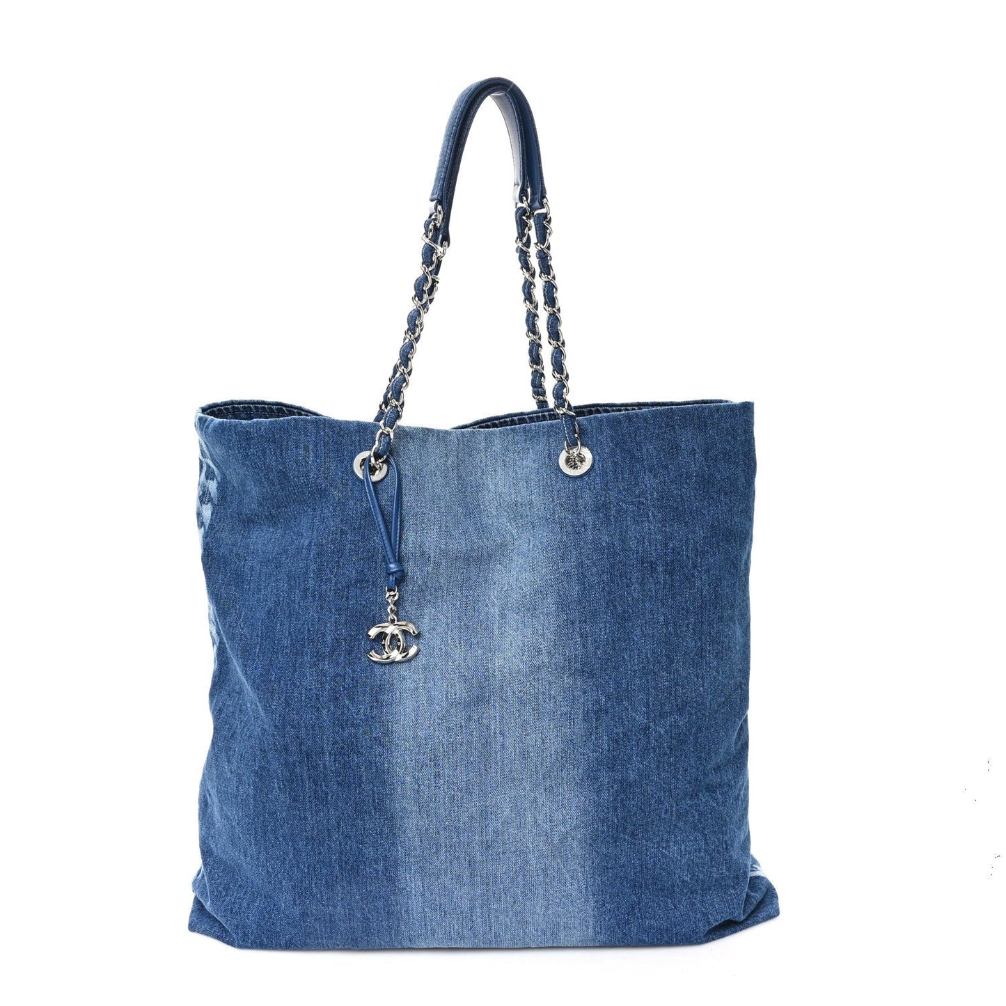 Denim Printed Shopping Bag Blue