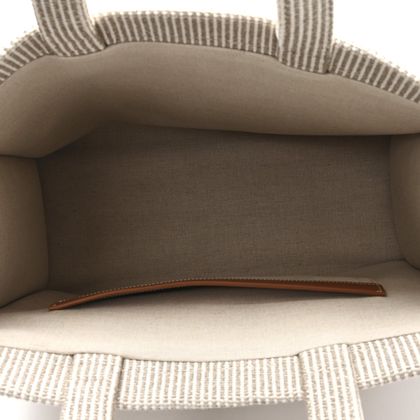 Canvas Calfskin Striped Triomphe Large Cabas Beige