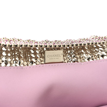 Crystal Embellished Metallic Lambskin Mini Chanel 22 Pink
