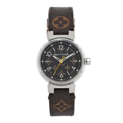 Stainless Steel Monogram 28mm Tambour Quartz Watch Brown