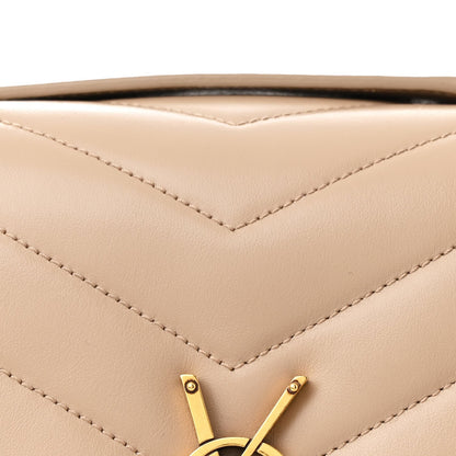 Calfskin Y Quilted Monogram Medium Loulou Chain Satchel Dark Beige