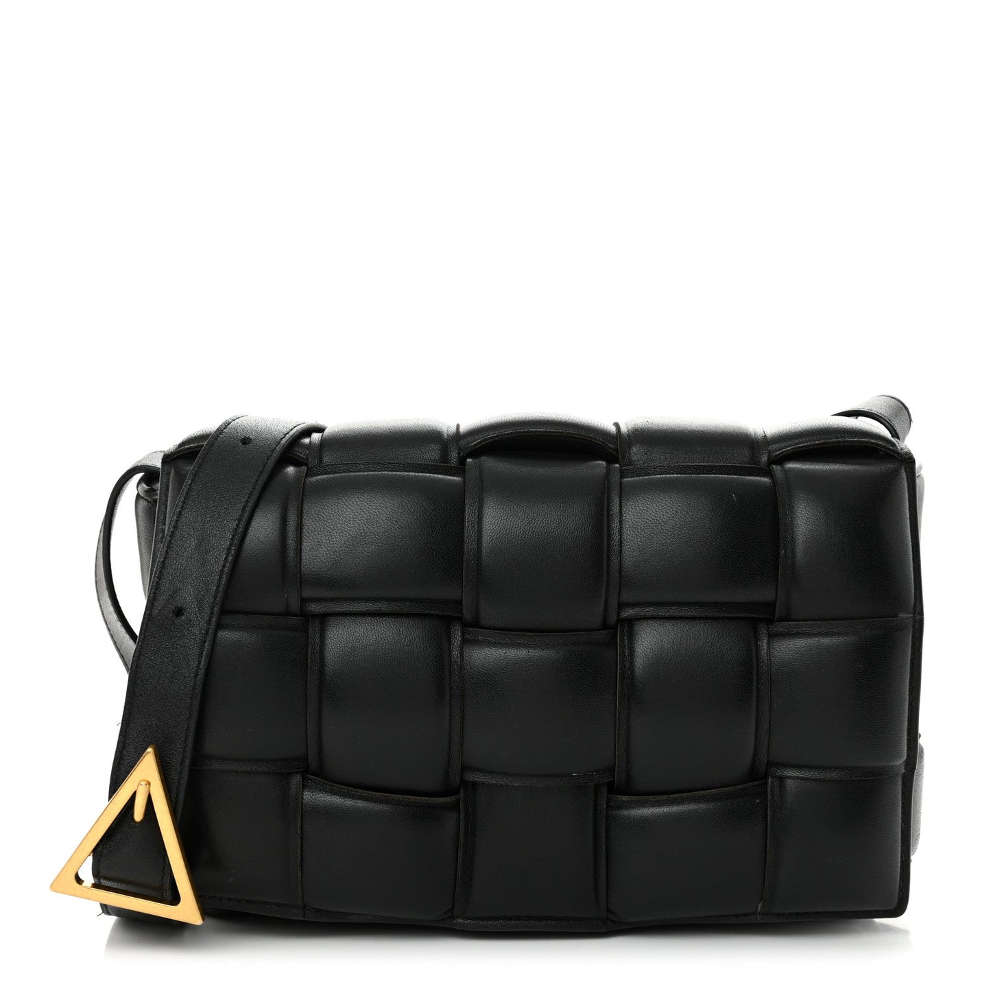 Nappa Maxi Intreccio Padded Cassette Crossbody Bag Black