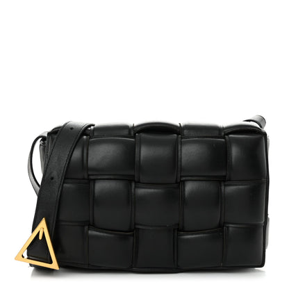 Nappa Maxi Intreccio Padded Cassette Crossbody Bag Black