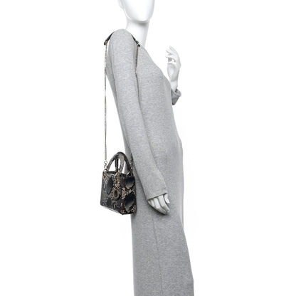 Snakeskin Mini Lady Dior Bleu Multicolor