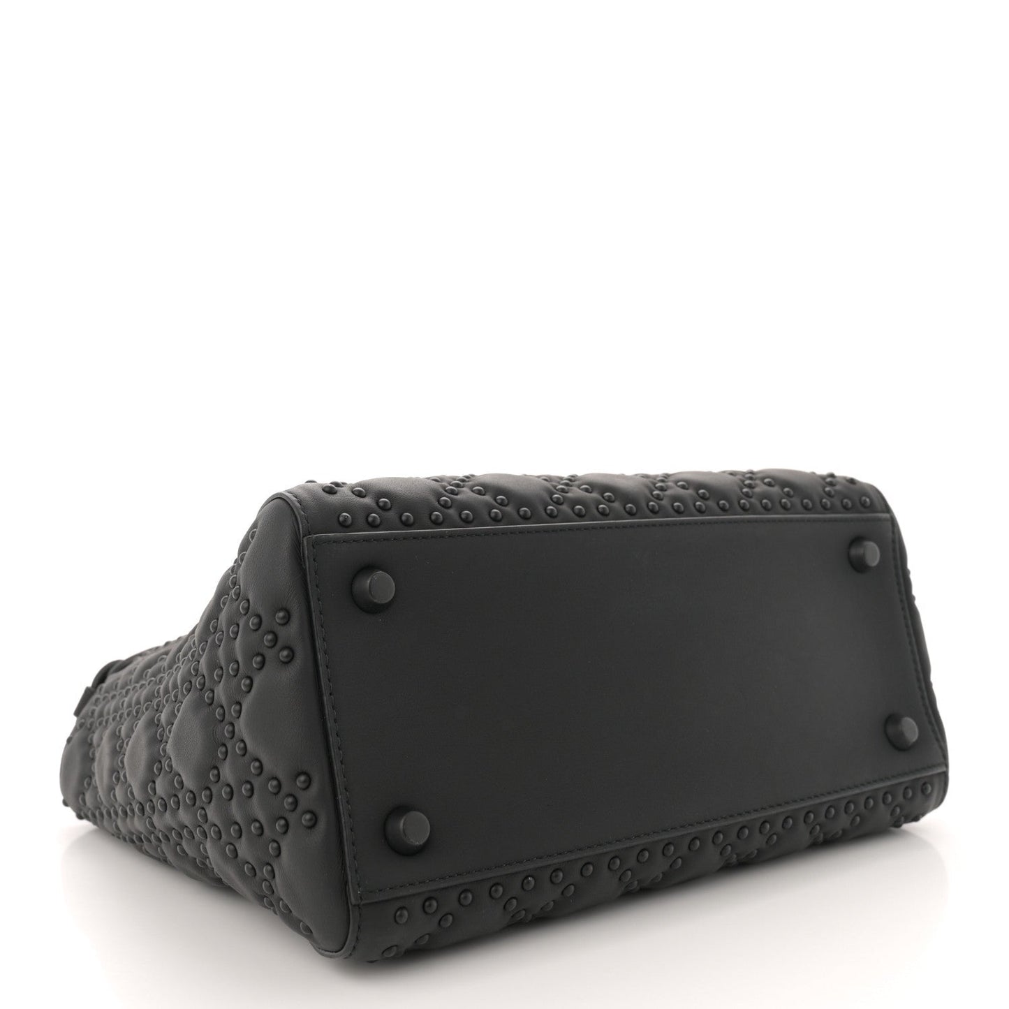 Matte Calfskin Cannage Studded Medium Supple Lady Dior Ultra Black