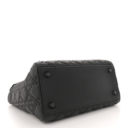 Matte Calfskin Cannage Studded Medium Supple Lady Dior Ultra Black