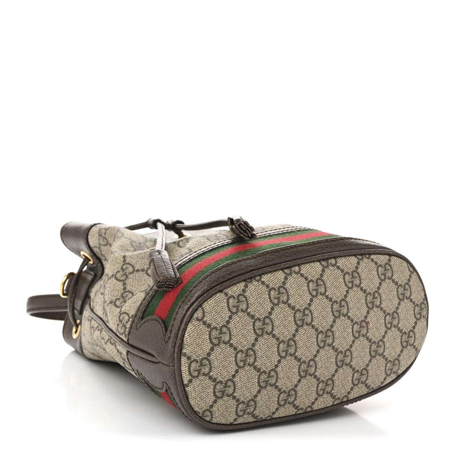 GG Supreme Monogram Web Small Ophidia Bucket Bag Brown