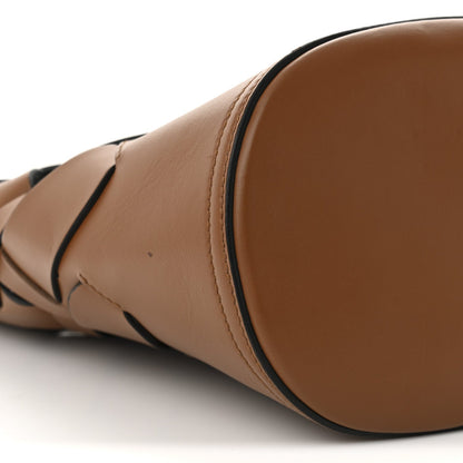 Vitello Intreccio Tress Bucket Bag Cognac Black
