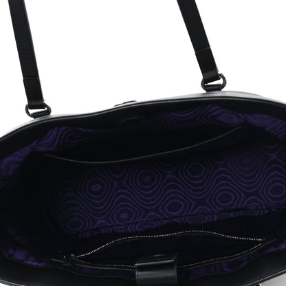 Nylon Calfskin Enamel GG Matelasse Medium Ophidia Shopping Tote Black