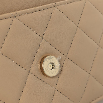 Lambskin Quilted Wallet On Chain WOC Beige
