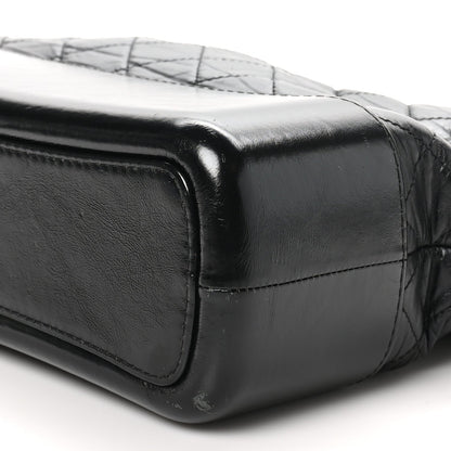 Aged Calfskin Quilted Medium Gabrielle Hobo Black
