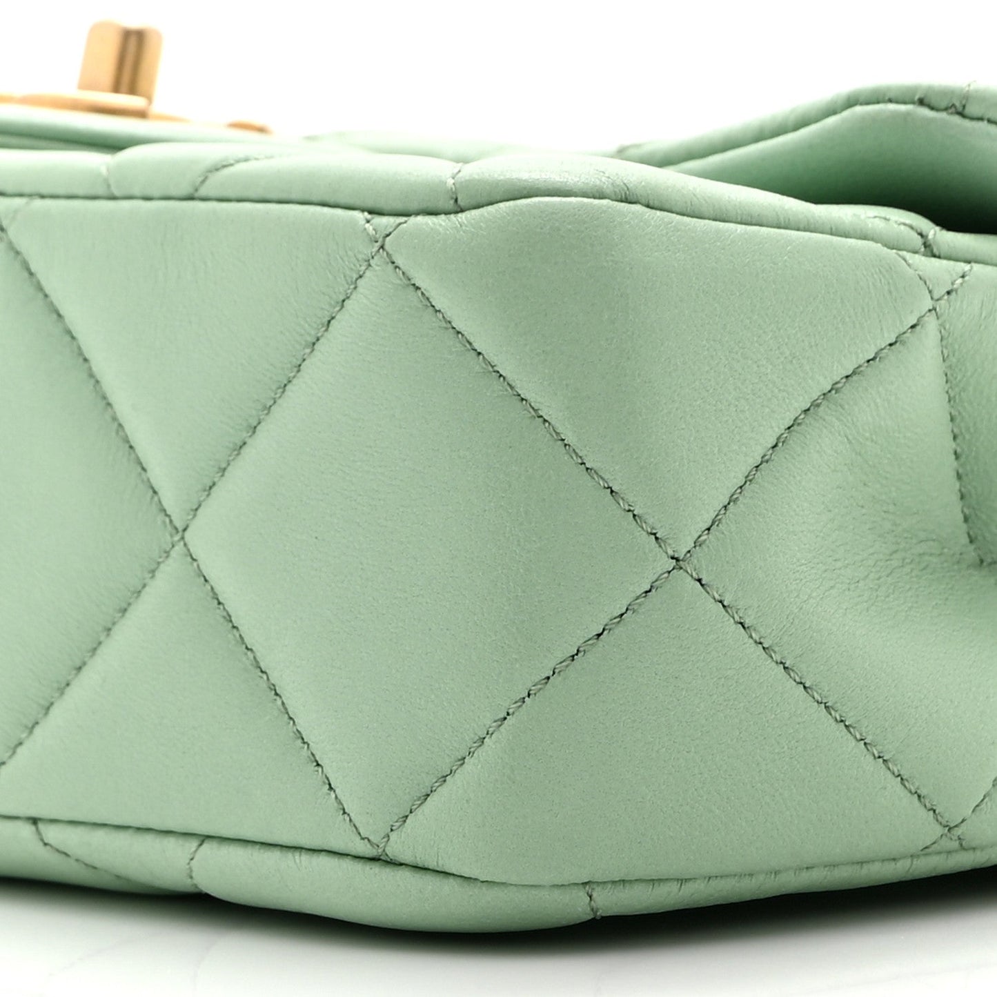 Lambskin Quilted Pearl Small Flap Light Green