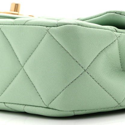 Lambskin Quilted Pearl Small Flap Light Green