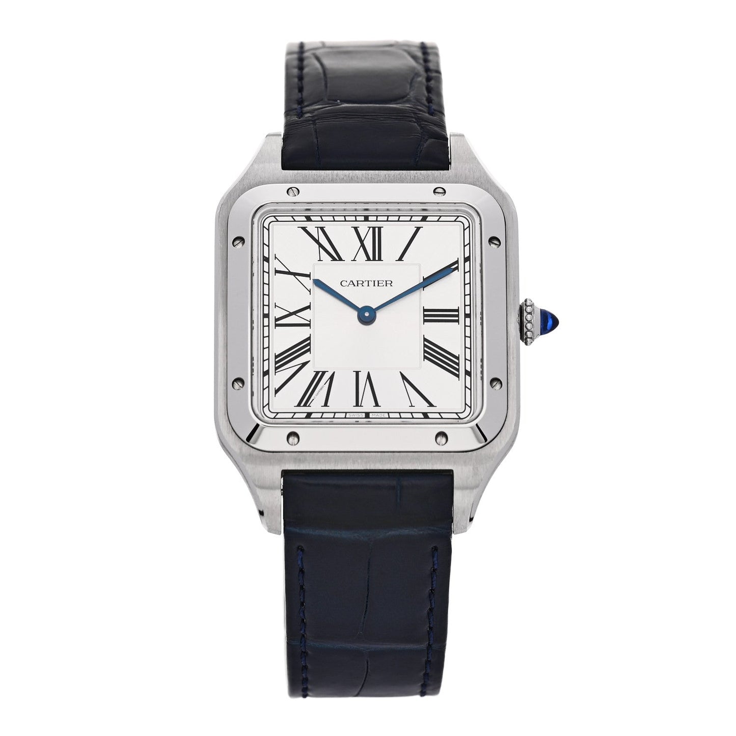 Stainless Steel Alligator 33.9mm Santos Dumont Manual Winding Watch