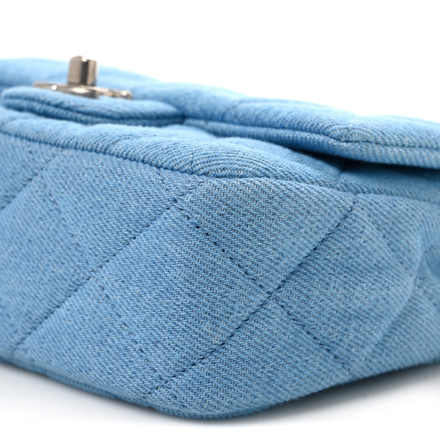 Denim Quilted Sweetheart Mini Flap Blue