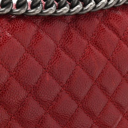 Caviar Quilted Medium Boy Flap Red