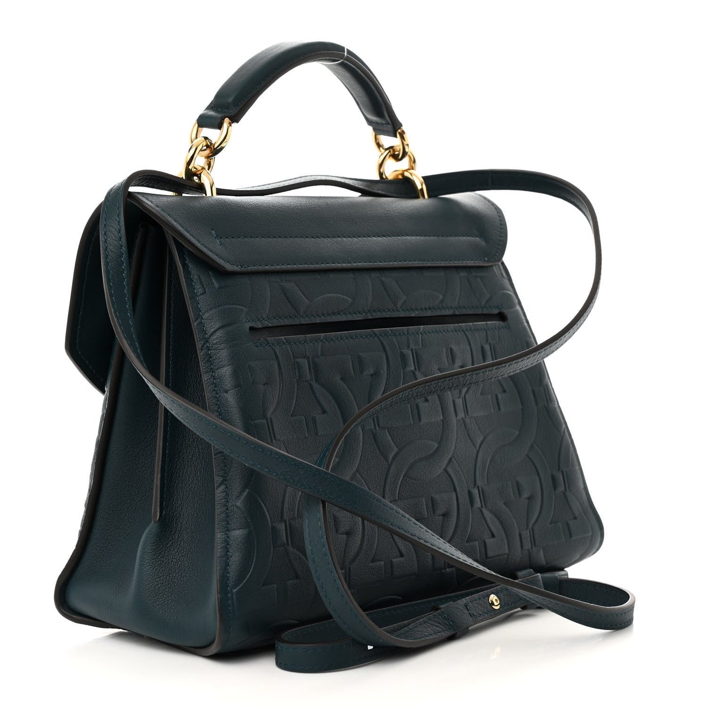 Calfskin Embossed Small Margot Top Handle Divisa Green