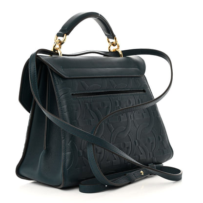 Calfskin Embossed Small Margot Top Handle Divisa Green
