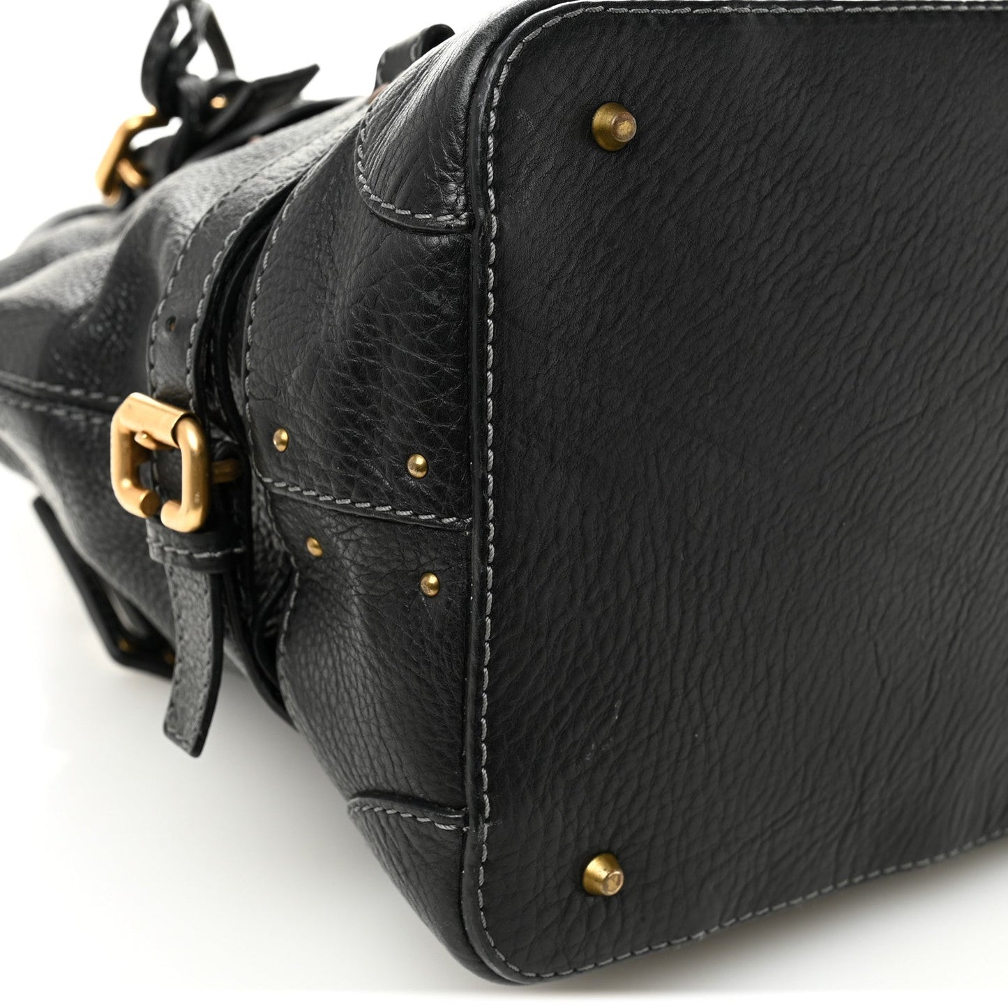 Calfskin Paddington Dome Satchel Black
