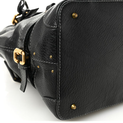 Calfskin Paddington Dome Satchel Black