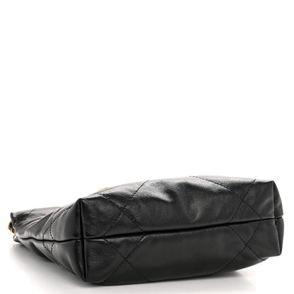 Shiny Calfskin Quilted Mini Chanel 22 Black