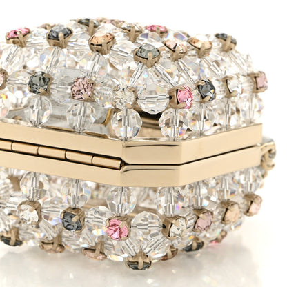 Metal Bead Crystal Minaudiere CC Mini Evening Bag Gold Multicolor