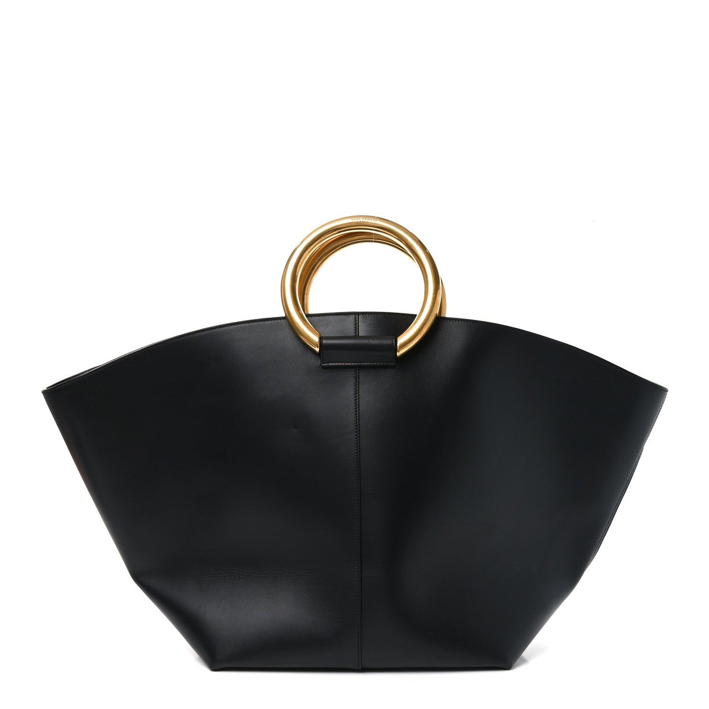 Smooth Calfskin Maxi Trapezoid Shopping Tote Black
