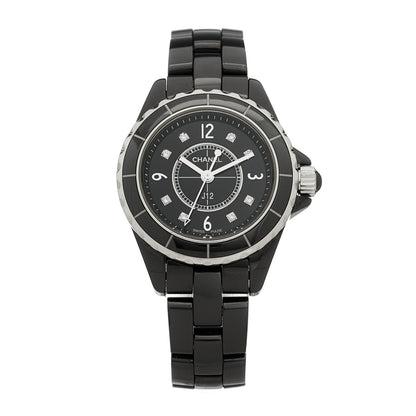 Stainless Steel Ceramic Diamond 29mm J12 Quartz Watch Black